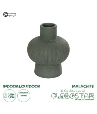 GloboStar® Artificial Garden MALACHITE 21264 Διακοσμητικό Κεραμικό Βάζo Πράσινο Π13 x Μ13 x Υ16cm